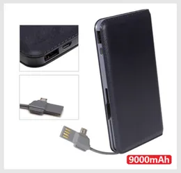 9000 mAh Power Bank with Built-in 2-in-1 Cable