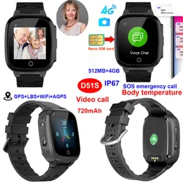 4G Elderly GPS Smart watch with Body Temperature D51S
