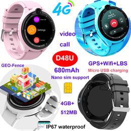4G IP67 waterproof round GPS Smart Watch for Kids D48U